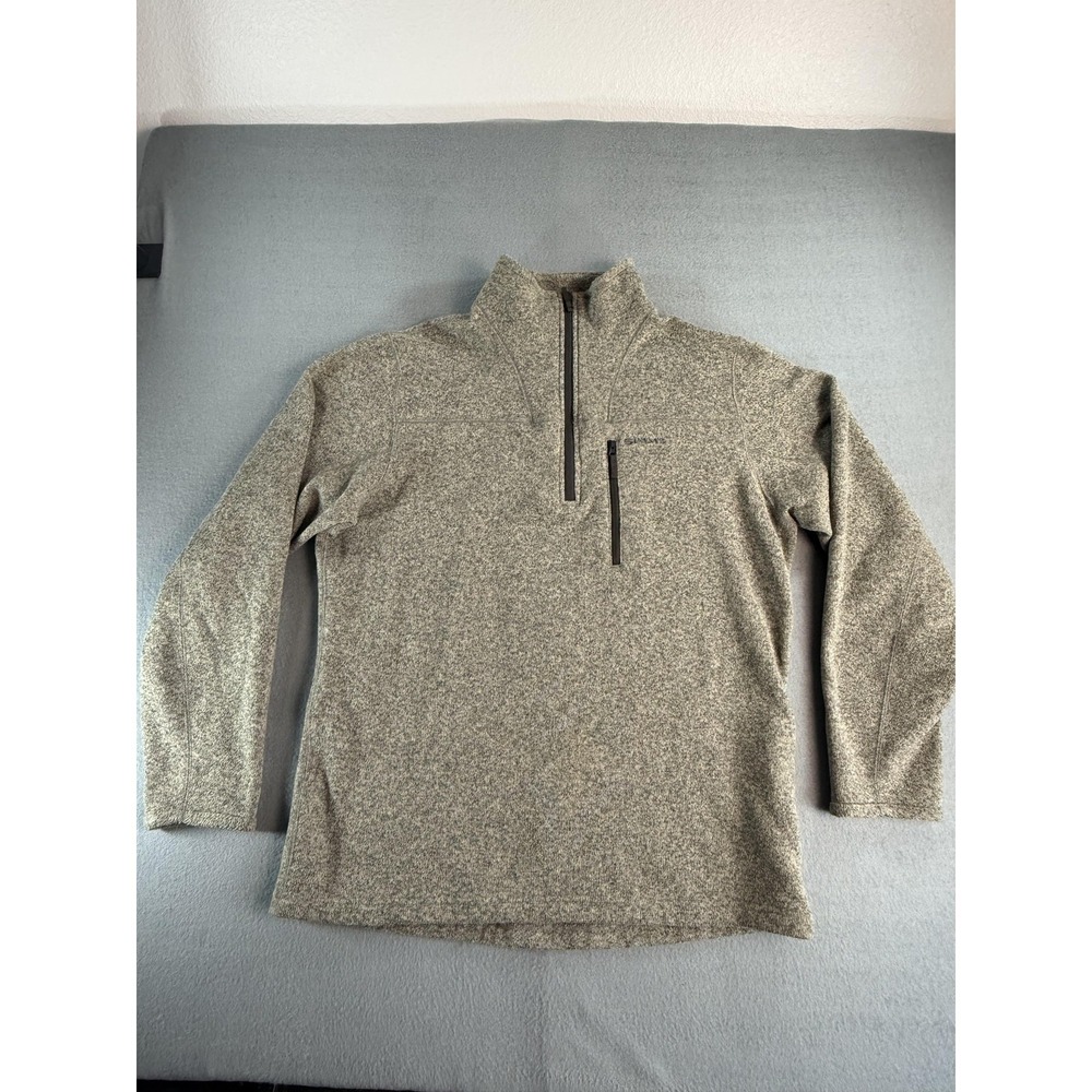 Simms Pullover Mens XL Gray Fleece 1/4 Zip Chest Pocket Fishing Hiking Layer